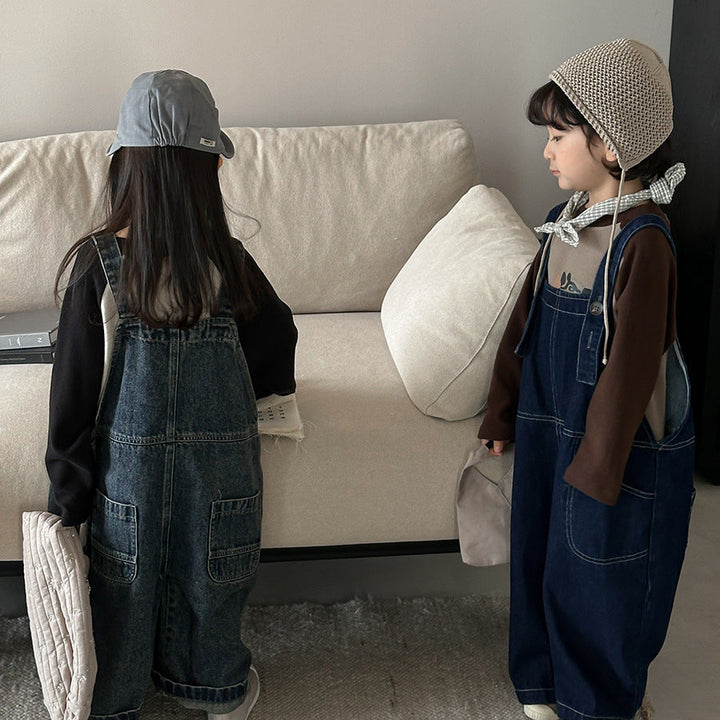【80-140】ワイドデニムサロペット