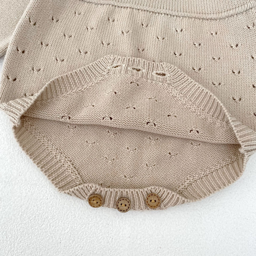 【73-90】シンプルニット長袖ロンパース