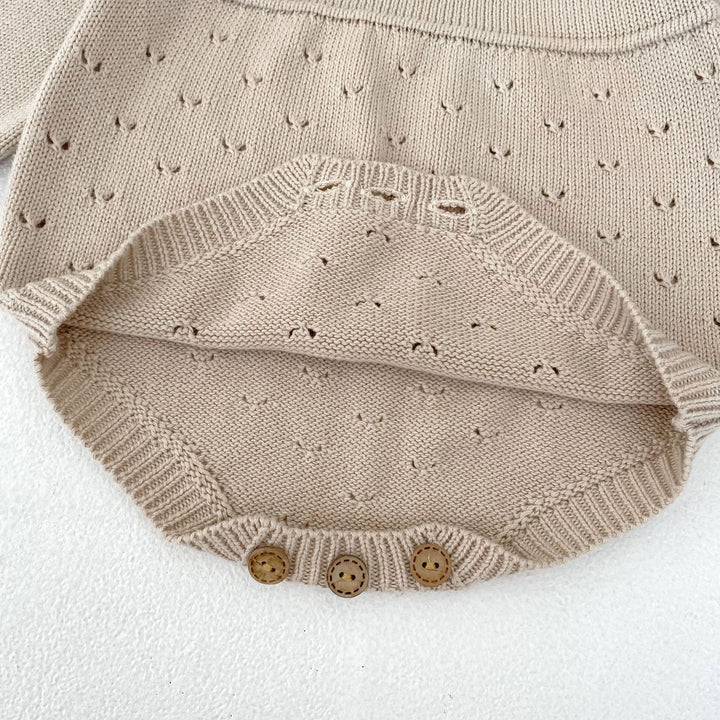 【73-90】シンプルニット長袖ロンパース