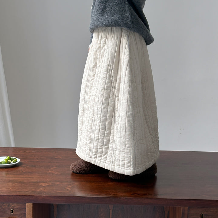 【90-150】キルティングロングスカート