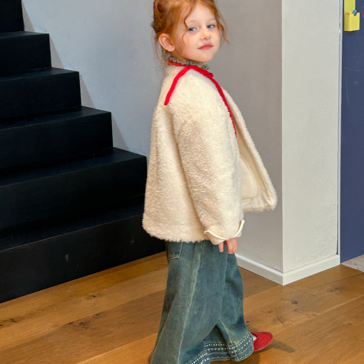 【90-140】ボタンデザインボアショートコート