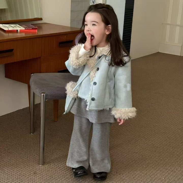 【80-130】ショルダーバッグ付きフェイクファーショートコート