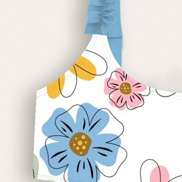 【90-120】フリルデザイン総柄セパレートスイムウェア