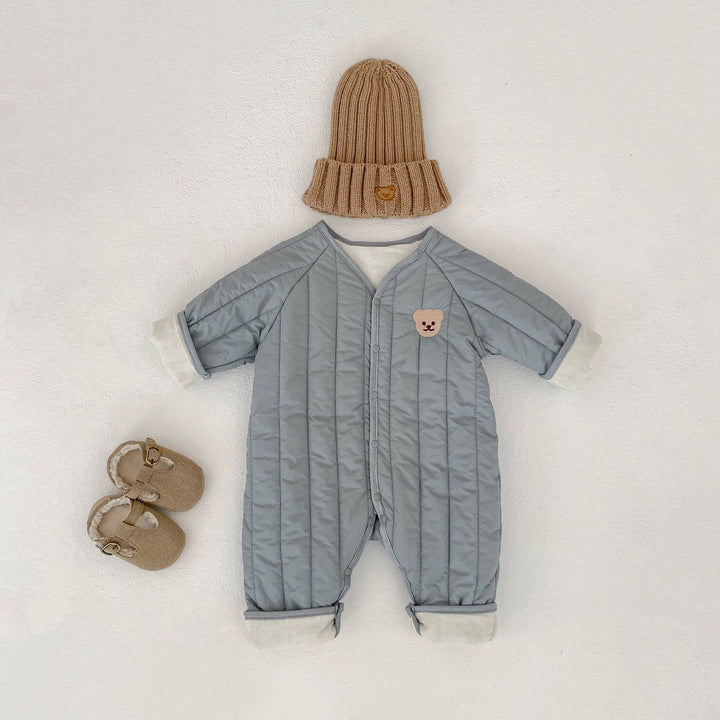 【73-90】ワンポイントベアあったかロンパース