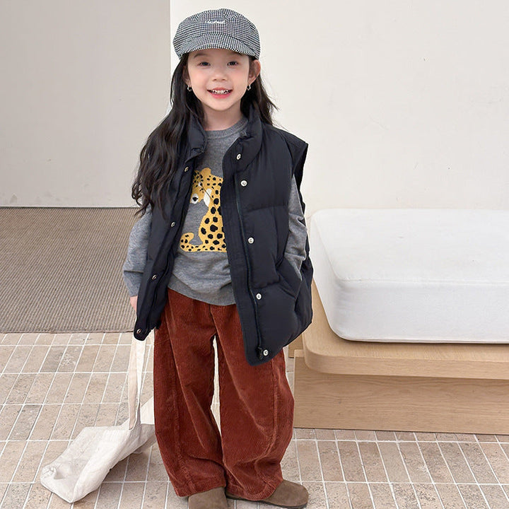 【90-150】シンプルコーデュロイワイドパンツ