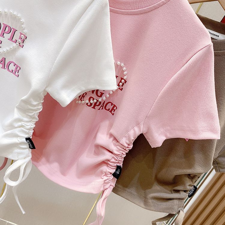 【110-150】ロゴ＆ハートシャーリングTシャツ