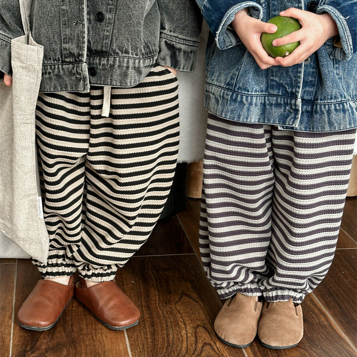 【80-140】ボーダー柄リラックスパンツ