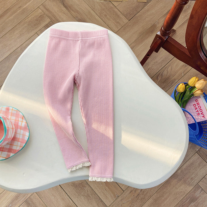 【80-140】裾レースレギンスパンツ