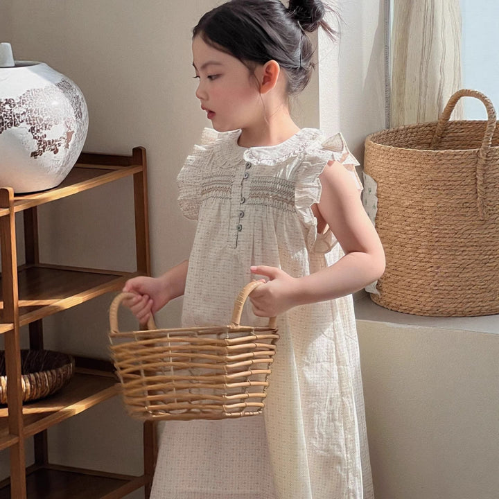 【90-150】総柄フリルデザインワンピース