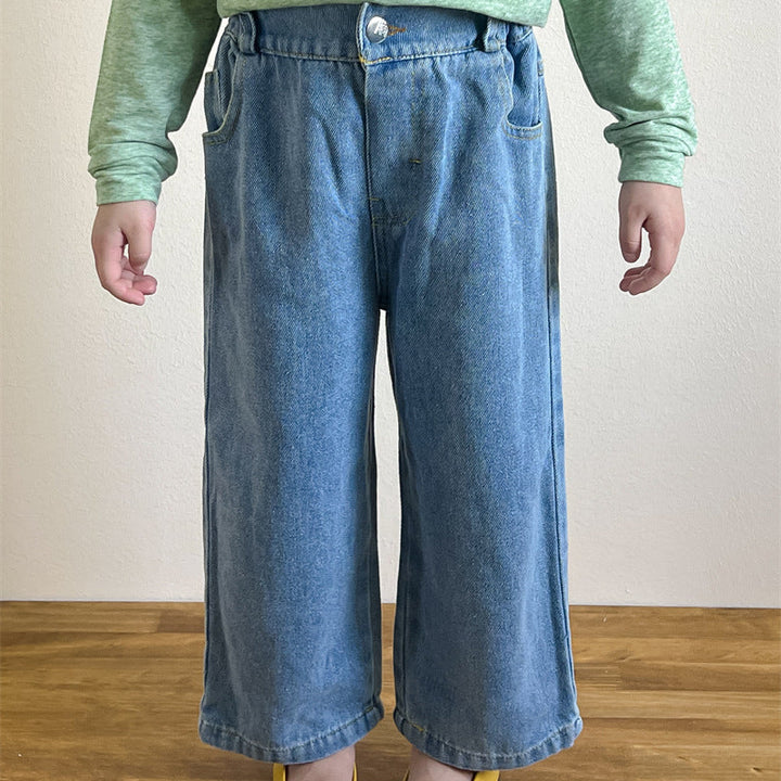 【90-140】ストレートデニムパンツ