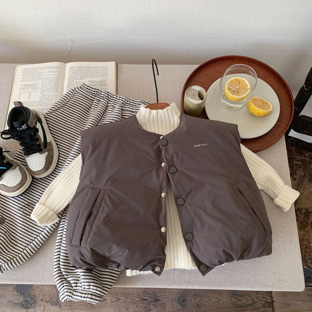 【90-140】バックロゴ中綿ベスト