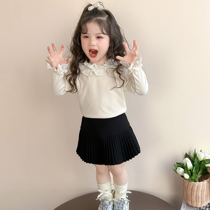 【90-140】レースフリル長袖プルオーバー