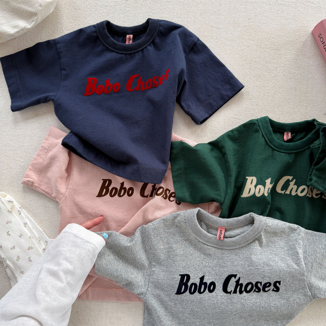 【80-130】英字ロゴプリントTシャツ