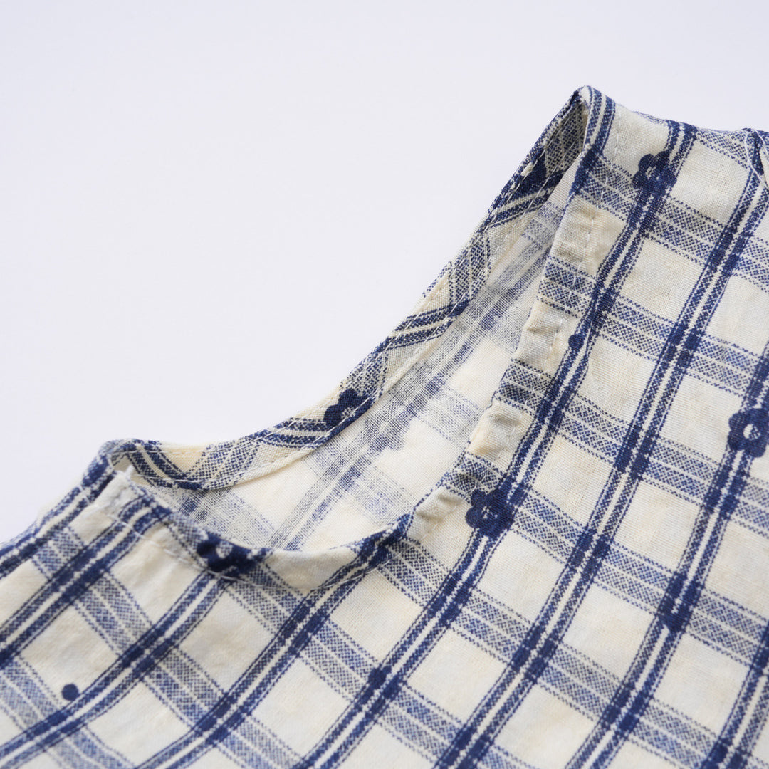 【90-140】花柄＆チェック柄フリルヘムセットアップ