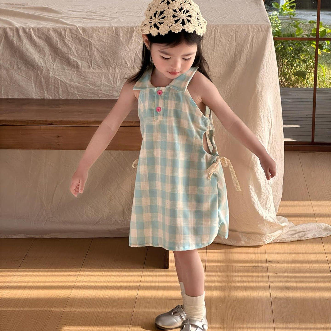 【90-140】ウエストカットノースリーブワンピース