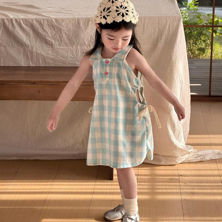 【90-140】ウエストカットノースリーブワンピース