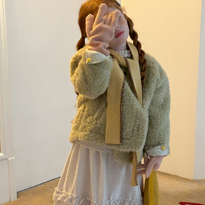 【90-140】ボタンデザインボアショートコート