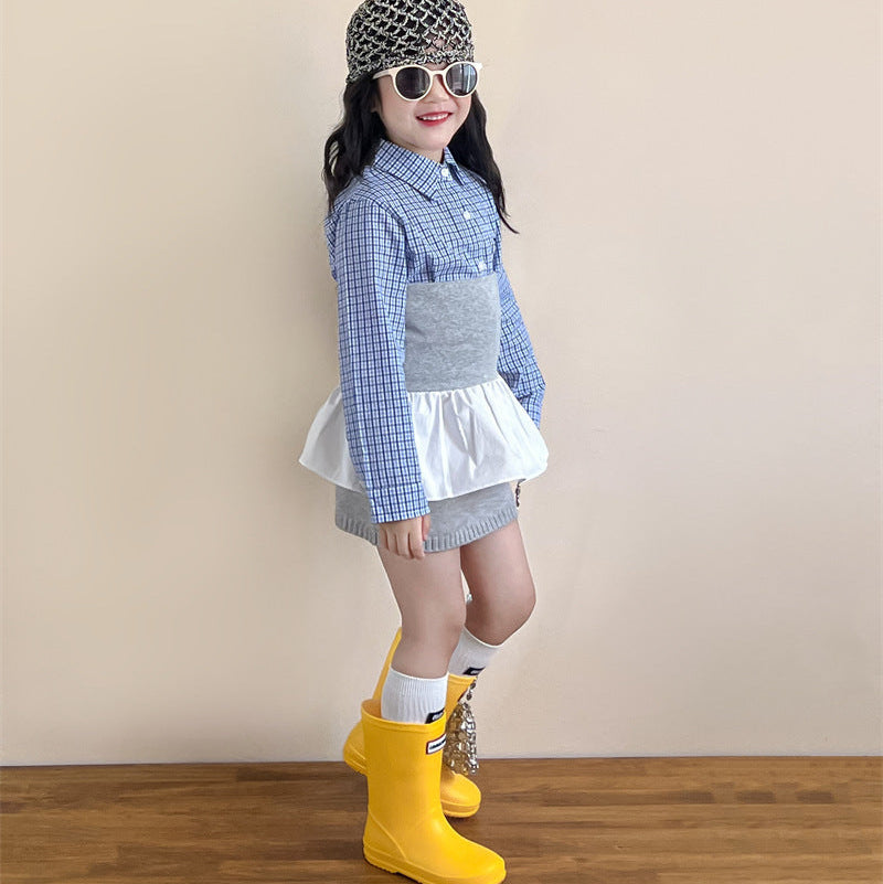 【90-140】シンプルチェック柄シャツ