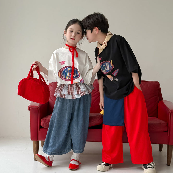 【90-150】レタープリントカジュアルTシャツ