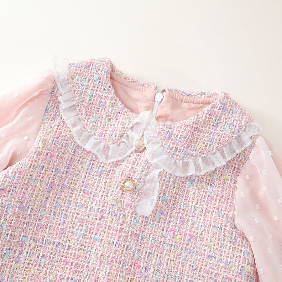 【90-140】レイヤード風長袖ワンピース