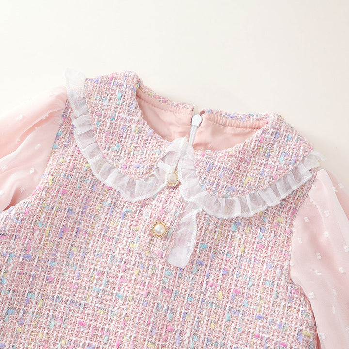 【90-140】レイヤード風長袖ワンピース