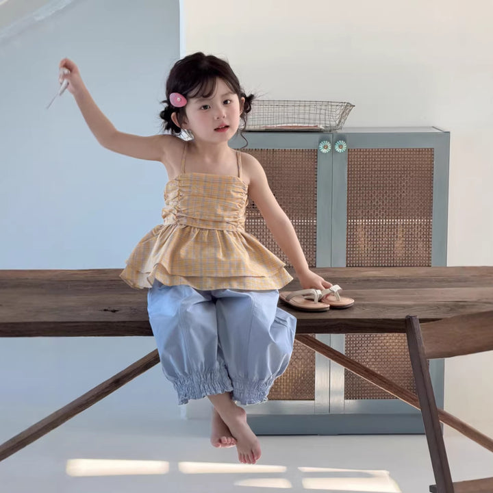 【90-140】裾ギャザーロングパンツ