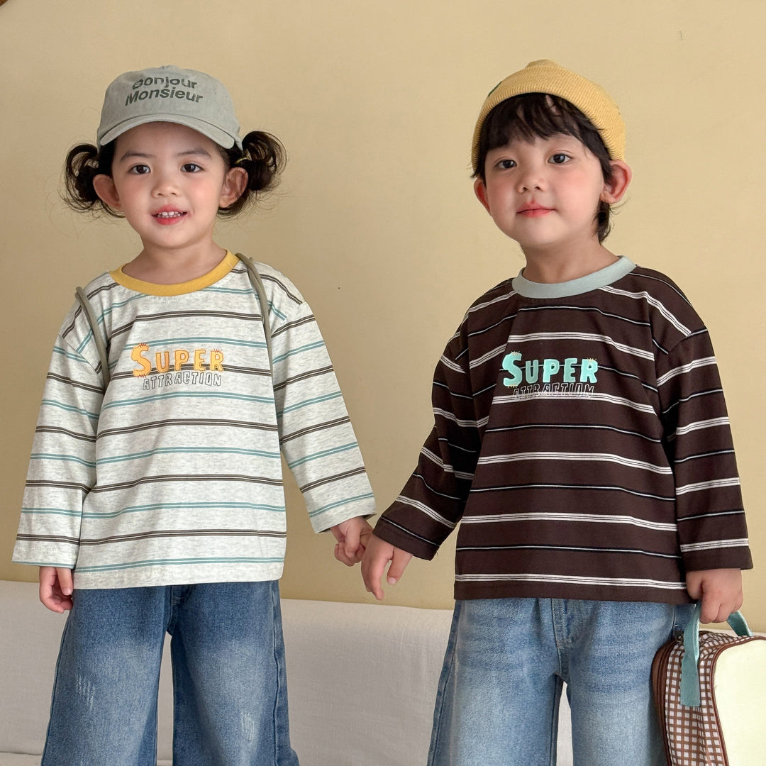 【80-150】SUPERボーダー柄ロングTシャツ
