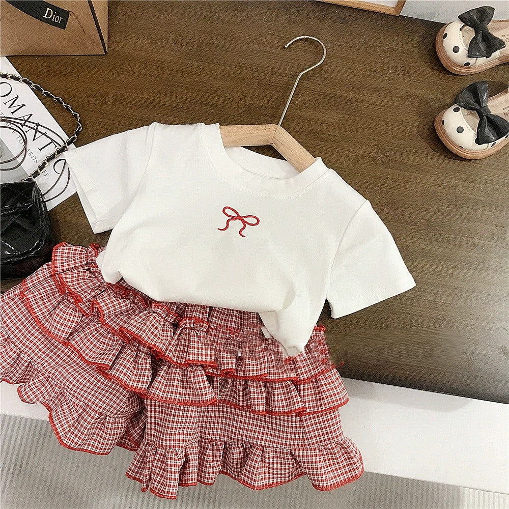 【90-140】ワンポイントリボンTシャツ