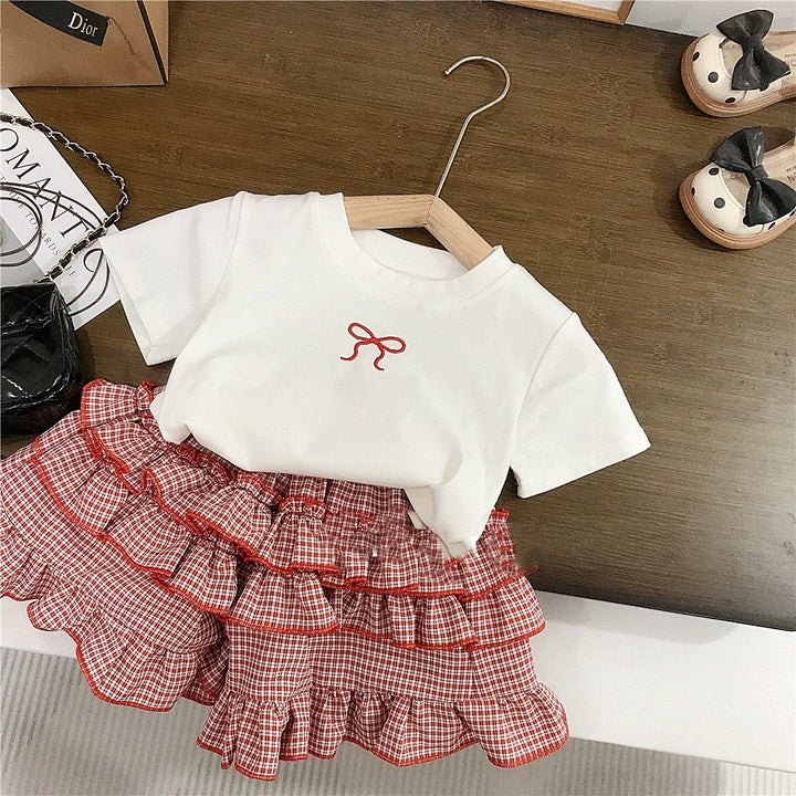 【90-140】ワンポイントリボンTシャツ
