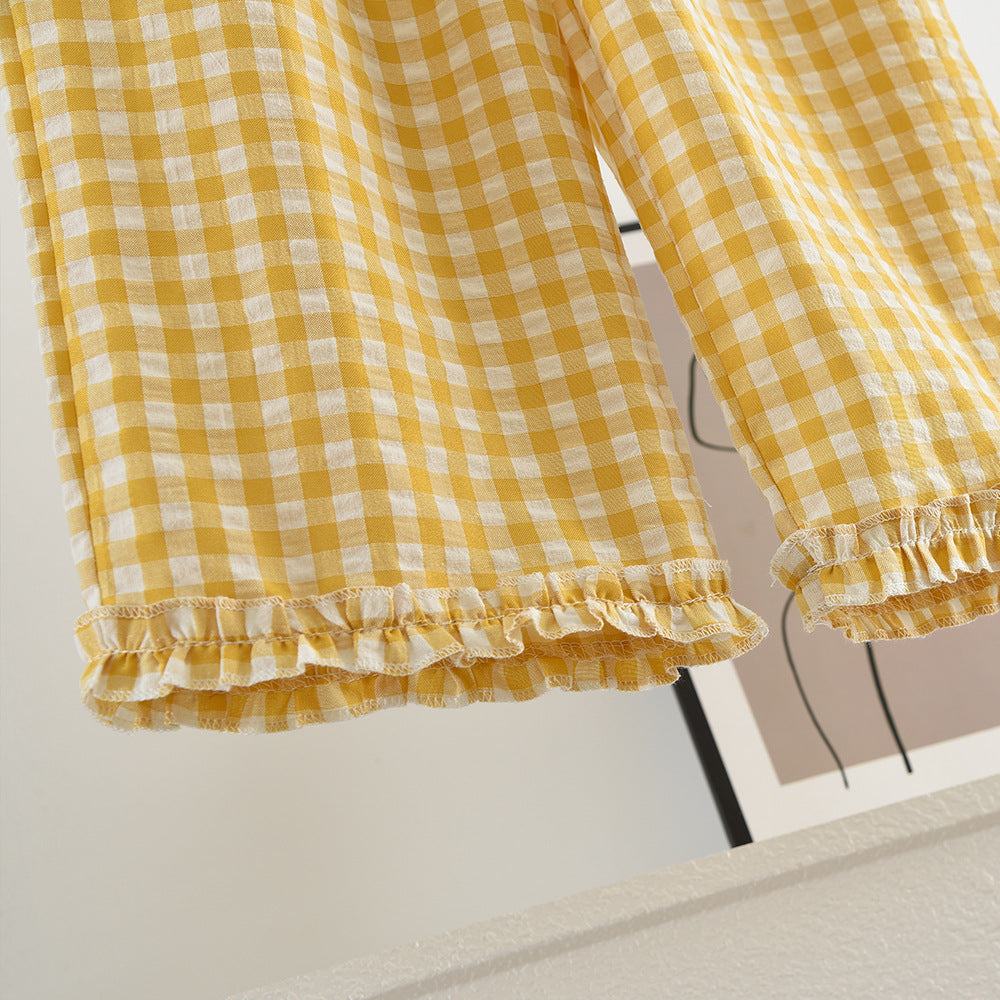 【90-140】ギンガムチェックフリルセットアップ