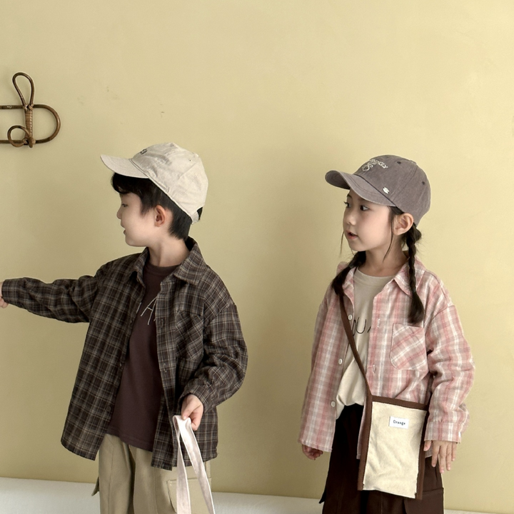 【80-150】チェック柄シンプルシャツ