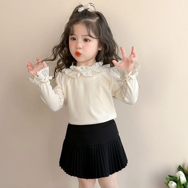 【90-140】レースフリル長袖プルオーバー