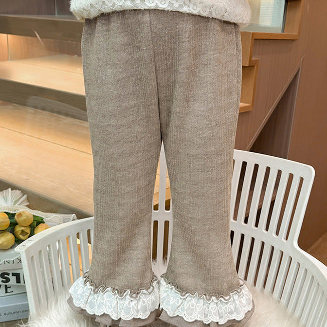 【90-140】レースヘムフレアロングパンツ