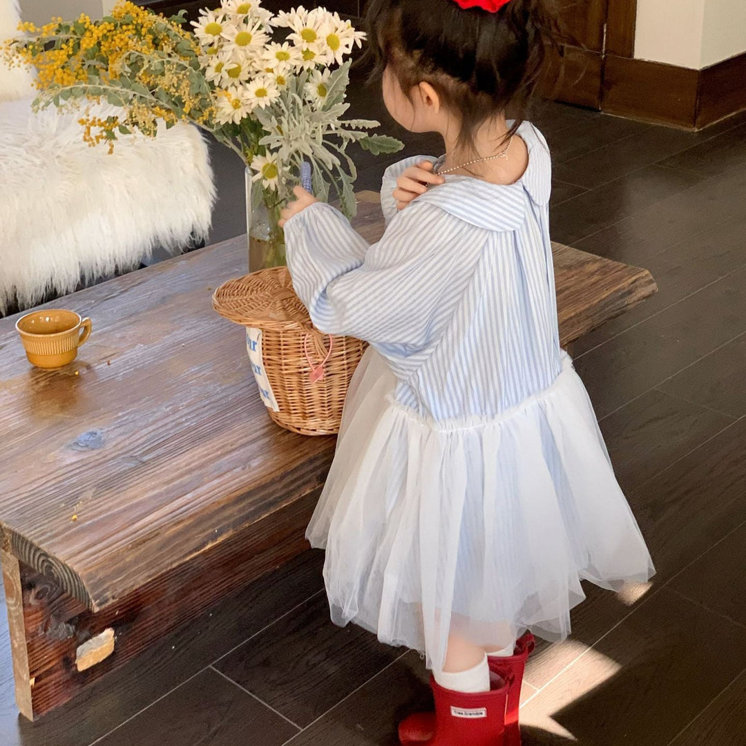 【90-140】襟付きデザイン切替ワンピース