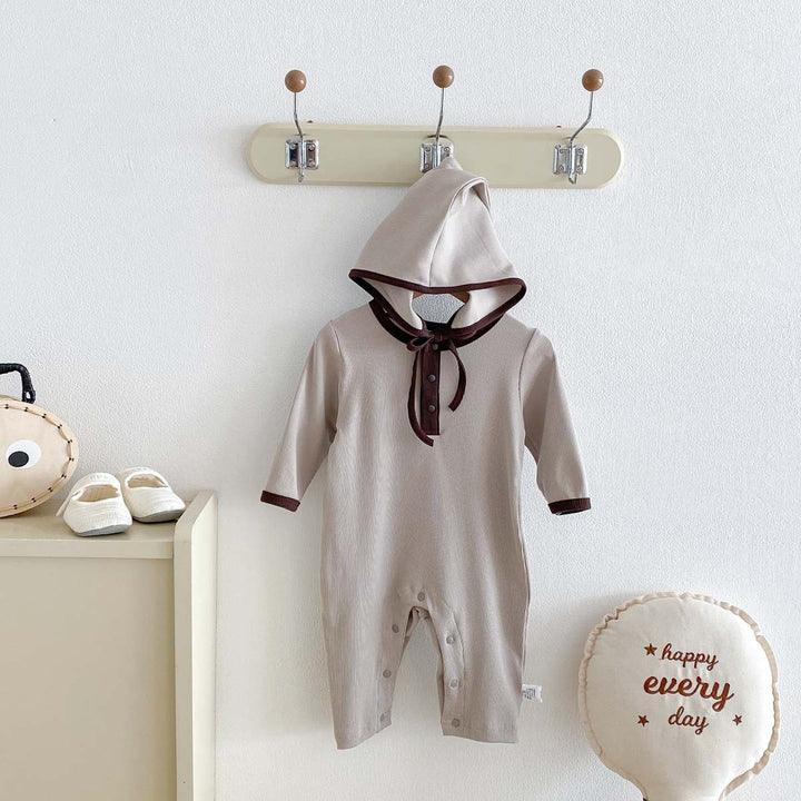 【73-90】帽子付き長袖ロンパース