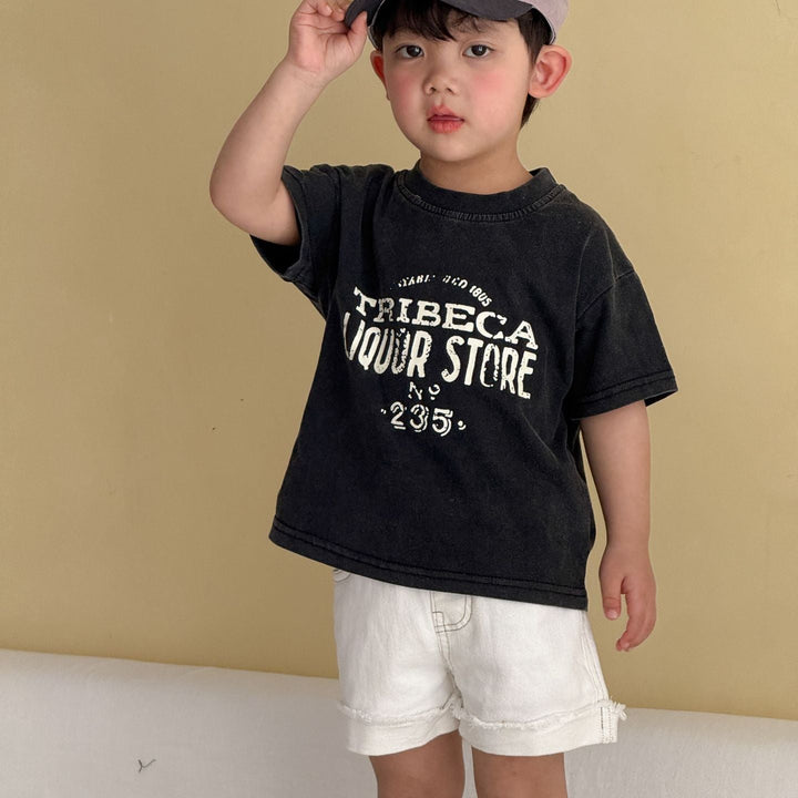 【80-150】ユーズド風ロゴデザインTシャツ