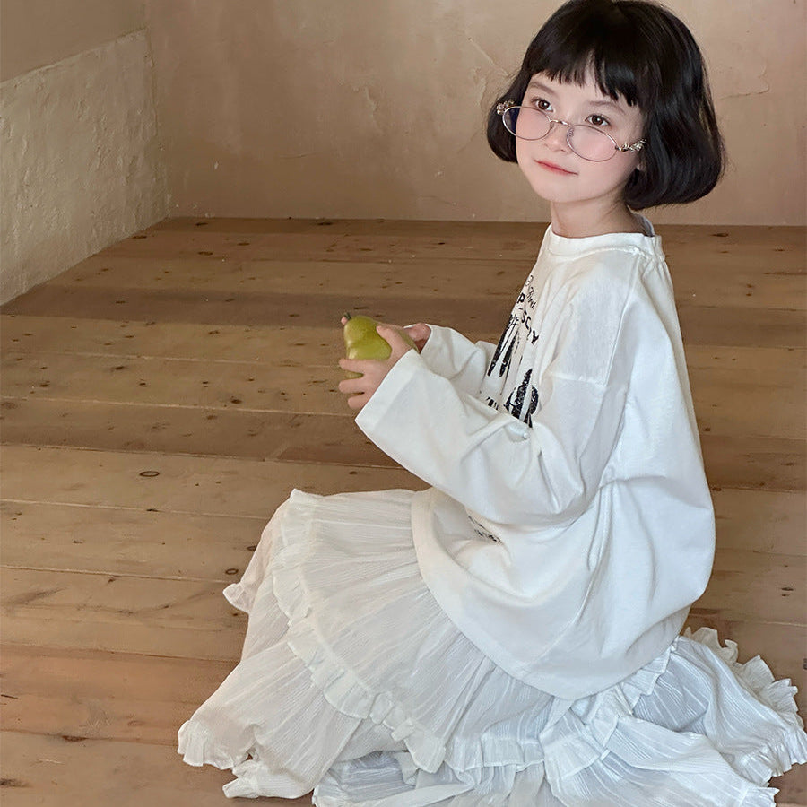 【90-150】フロントロゴ長袖Tシャツ