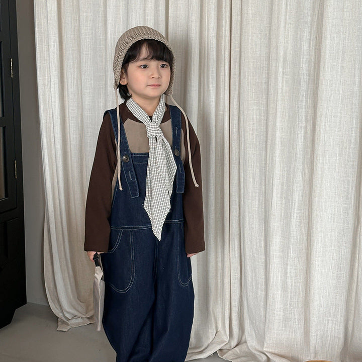【80-140】ワイドデニムサロペット