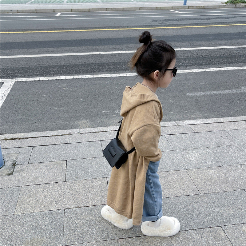 【90-140】フーディーニットロングカーディガン