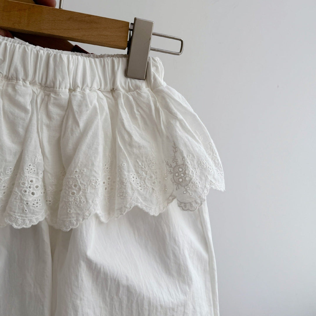 【90-140】レースレイヤード風ワイドパンツ