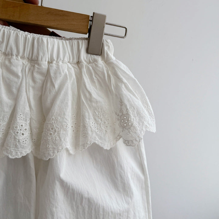 【90-140】レースレイヤード風ワイドパンツ