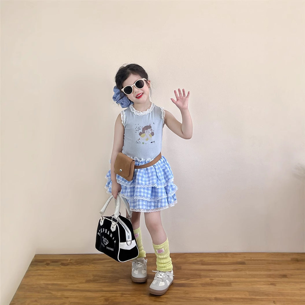 【90-140】フロントイラストノースリーブトップス