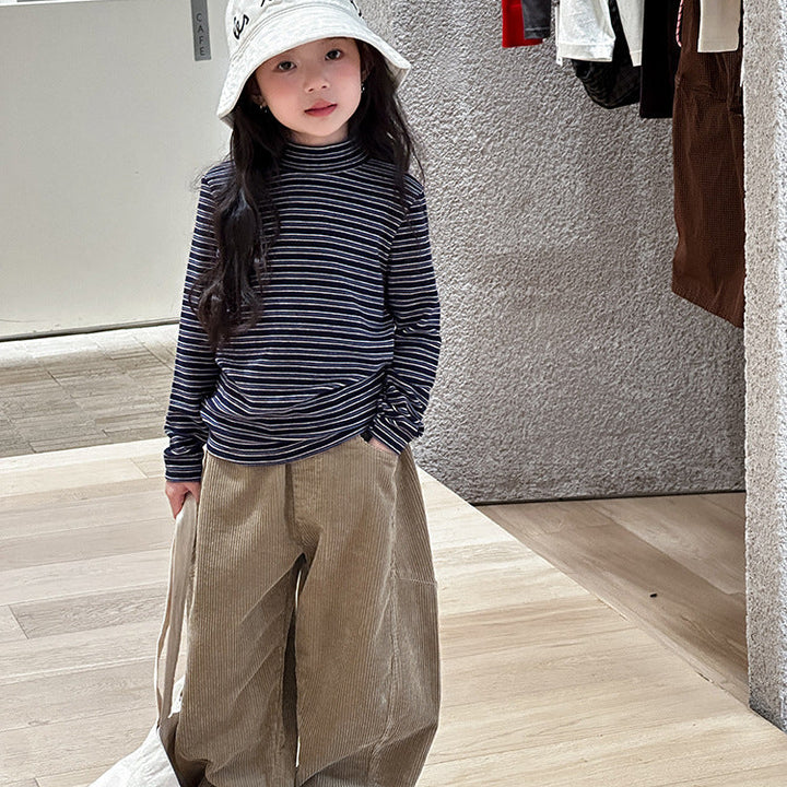 【90-150】シンプルコーデュロイワイドパンツ