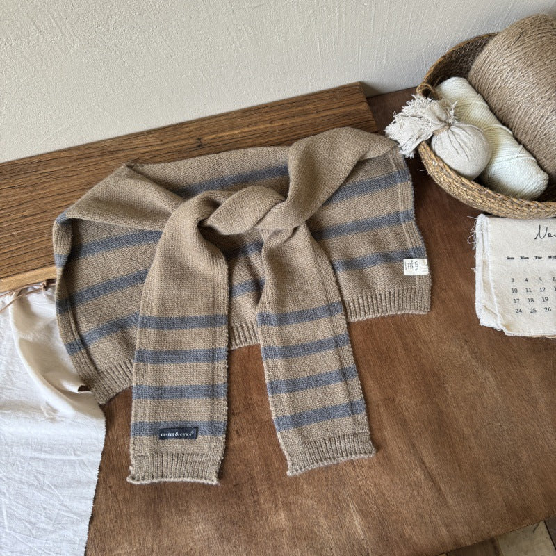 【2Y-10Y】ボーダー柄ニットショール