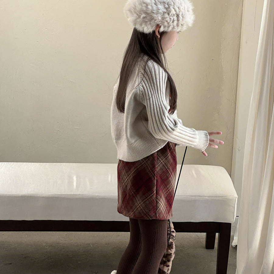 【90-150】ショルダーボタンニットトップス