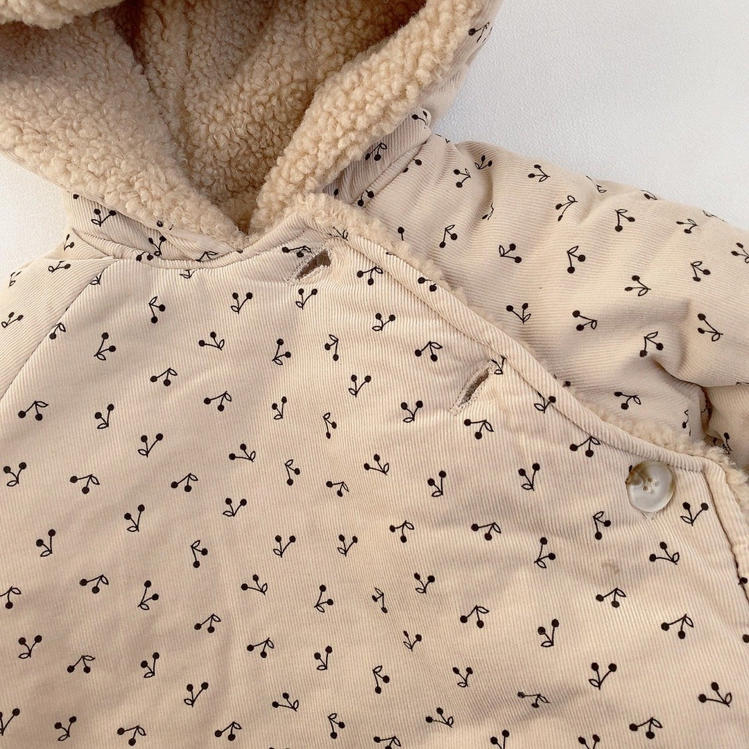 【73-90】パターンプリントフーディーロンパース