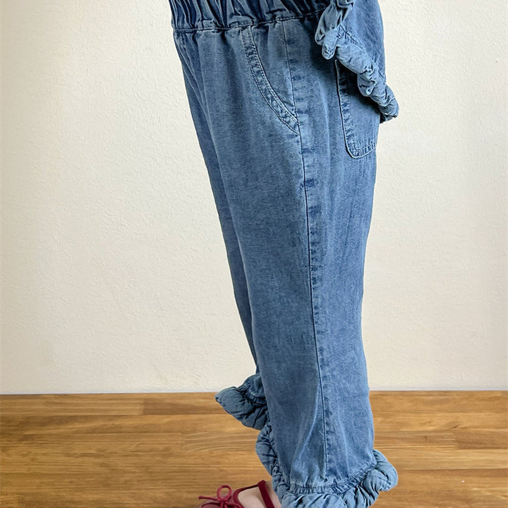 【90-140】ヘムデザインホルターネック×パンツセット