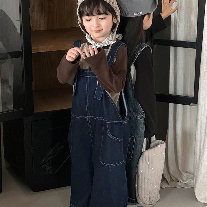【80-140】ワイドデニムサロペット