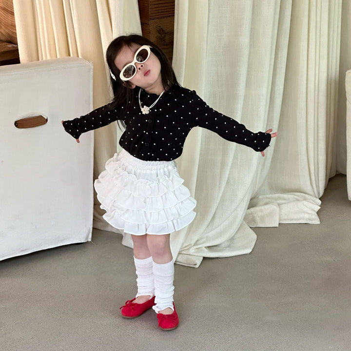 【90-140】ドット柄長袖カーディガン