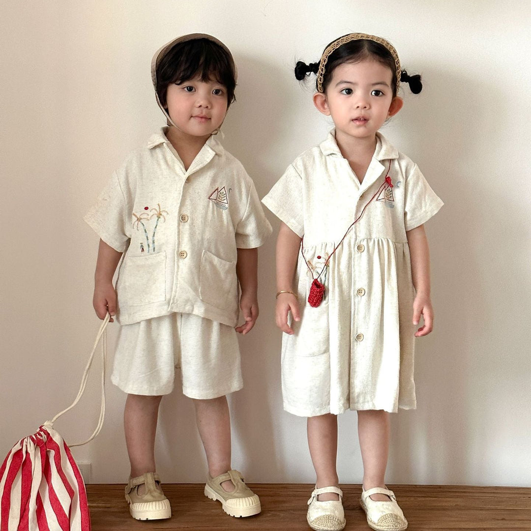 【80-150】ナチュラル半袖セットアップ